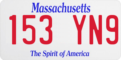 MA license plate 153YN9