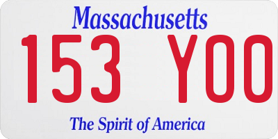 MA license plate 153YO0