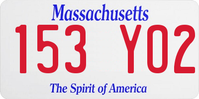 MA license plate 153YO2