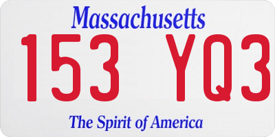 MA license plate 153YQ3
