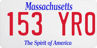 MA license plate 153YR0