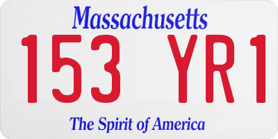 MA license plate 153YR1