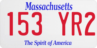 MA license plate 153YR2