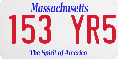 MA license plate 153YR5