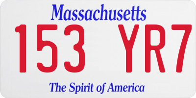 MA license plate 153YR7