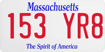 MA license plate 153YR8