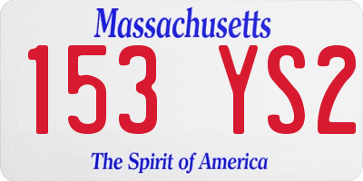 MA license plate 153YS2