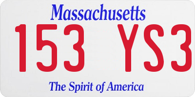 MA license plate 153YS3