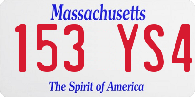 MA license plate 153YS4