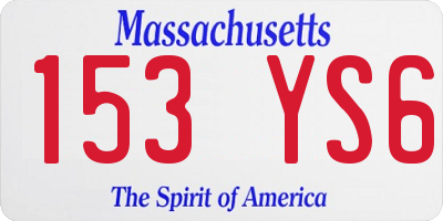 MA license plate 153YS6