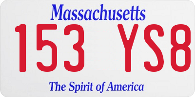 MA license plate 153YS8