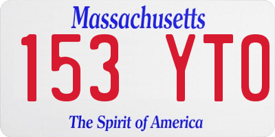 MA license plate 153YT0