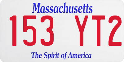 MA license plate 153YT2