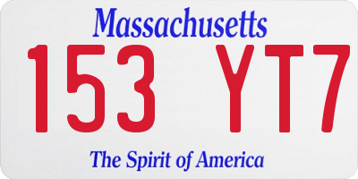 MA license plate 153YT7