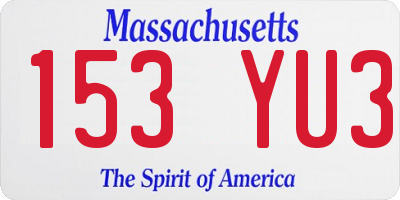 MA license plate 153YU3