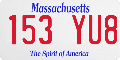MA license plate 153YU8