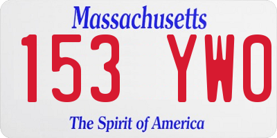 MA license plate 153YW0