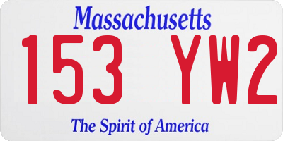 MA license plate 153YW2