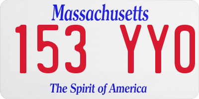 MA license plate 153YY0