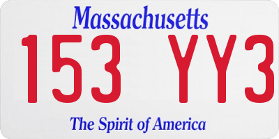 MA license plate 153YY3