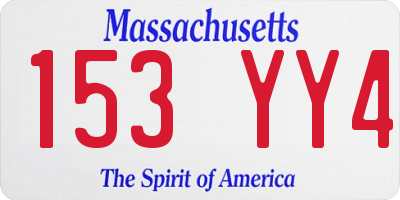 MA license plate 153YY4