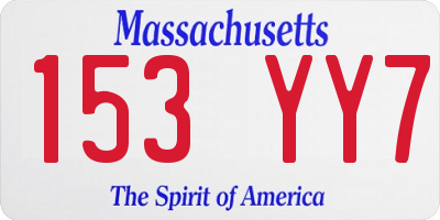 MA license plate 153YY7