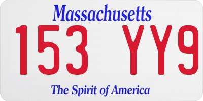 MA license plate 153YY9