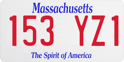 MA license plate 153YZ1