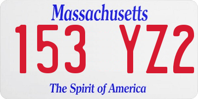 MA license plate 153YZ2