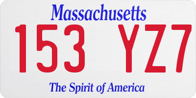 MA license plate 153YZ7
