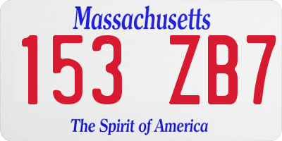 MA license plate 153ZB7