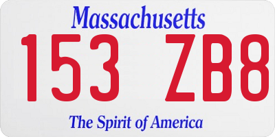 MA license plate 153ZB8