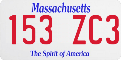 MA license plate 153ZC3