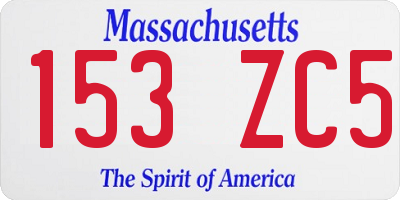 MA license plate 153ZC5