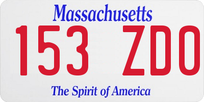 MA license plate 153ZD0