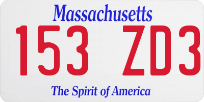MA license plate 153ZD3