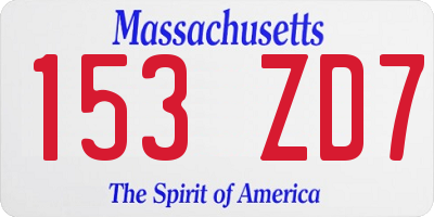 MA license plate 153ZD7