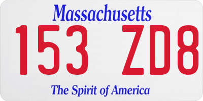 MA license plate 153ZD8