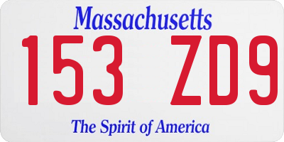 MA license plate 153ZD9