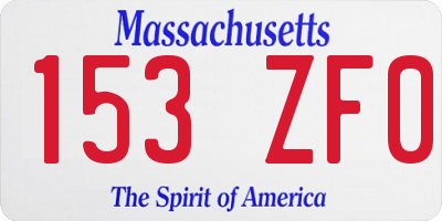 MA license plate 153ZF0