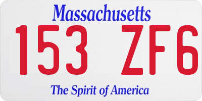 MA license plate 153ZF6