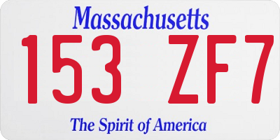 MA license plate 153ZF7