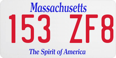 MA license plate 153ZF8