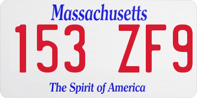 MA license plate 153ZF9