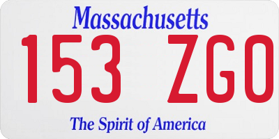 MA license plate 153ZG0