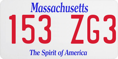 MA license plate 153ZG3