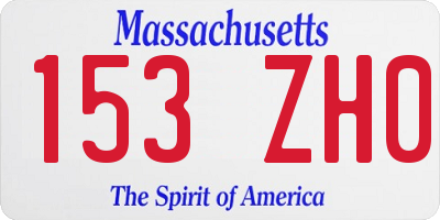 MA license plate 153ZH0
