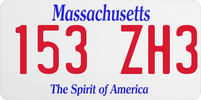 MA license plate 153ZH3