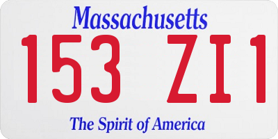 MA license plate 153ZI1