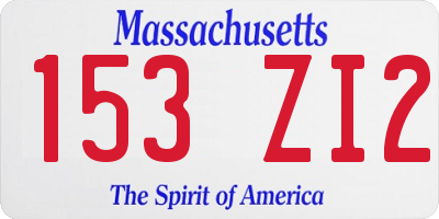MA license plate 153ZI2